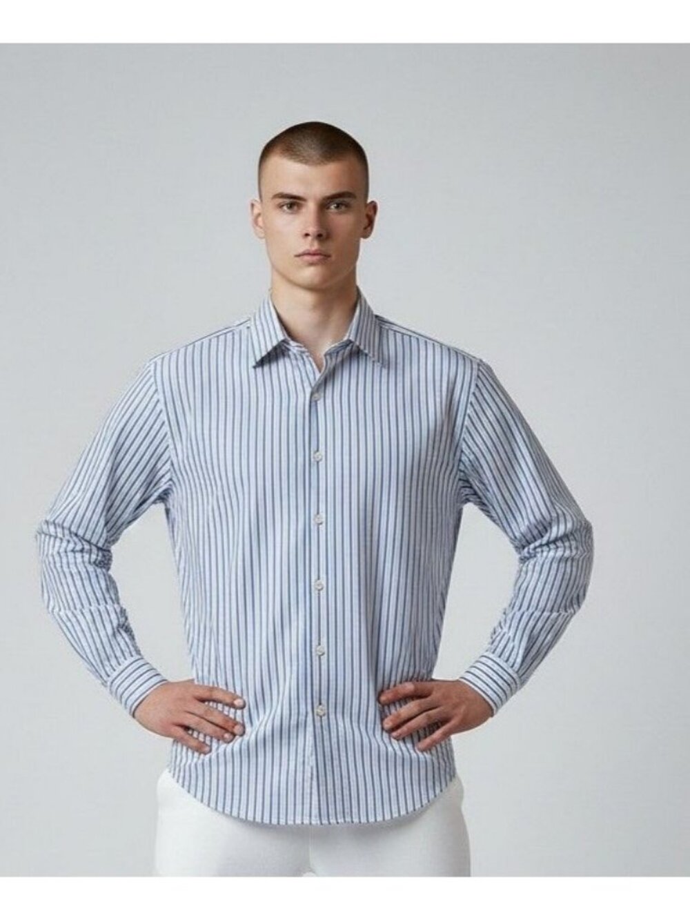 Men’s Cesare Attolini Dress Shirt XL/XXL Tall Light Blue Stripe Shirt New w Tags
